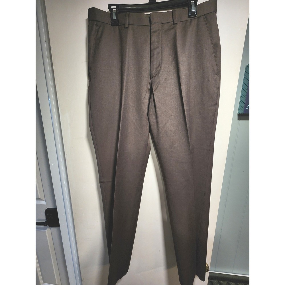 Banana Republic Dress Pants Mens 34x32 Brown 100% Wool Tailored Flat Front
